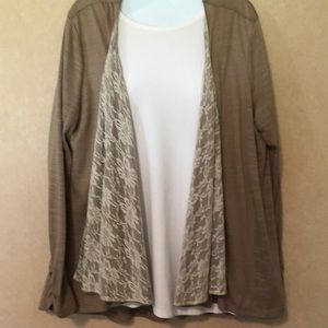 Lovely lace lightweight tan swing cardigan